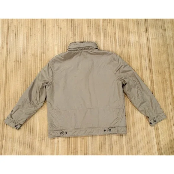 Polo Ralph Lauren Jacket Coat Men’s Size XL XLarge Beige Hidden Hood Zip Pockets